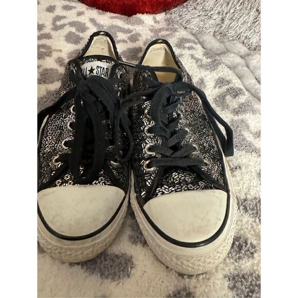 Converse w8.5 m6.5 sequin bling low top tennis sneakers trainers - Picture 2 of 9